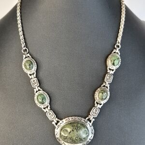 Rare OOAK Vintage Sterling Silver 925 Thailand Chrysoprase Necklace Artisan 43g